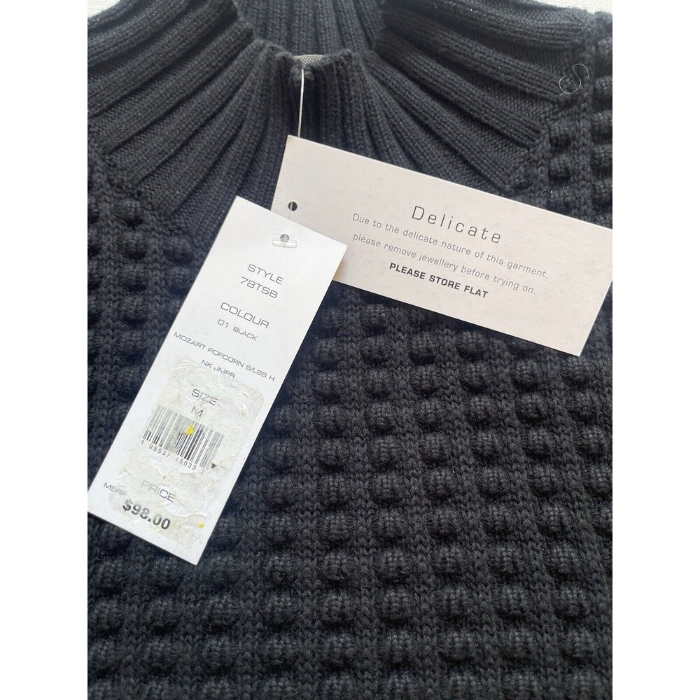 French Connection Mozart Popcorn Sweater In Black Sz Med New - Picture 6 of 8